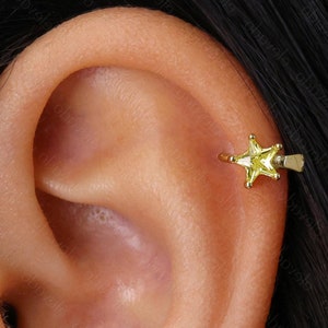 Tiny Apple Green Star Helix Hoop Earring • star rook hoop • rook earring • cartilage earring • cartilage hoops • elevado jewelry