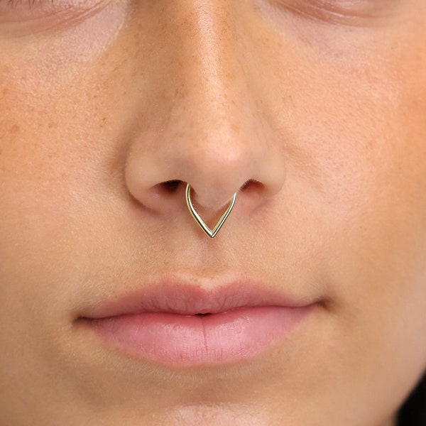 Teardrop Septum Ring, Hinged Clicker Hoop, Nose Ring, Hoop Earring, 16G/18G Clicker Hoops • Nose Hoop