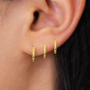 Hammered Finish Hoop Earrings • dainty hoops • silver hoops • huggie hoop earrings • small hoop earrings • gold hoop earrings