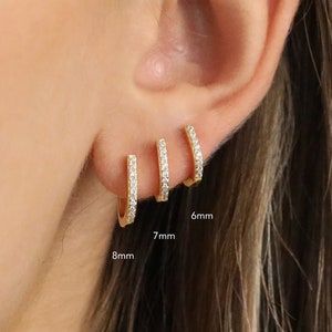 Straight Post Huggie Earrings • straight post hoops • small hoop earrings • dainty hoops • huggie hoop earrings • tiny hoops • minimalist