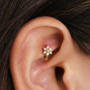 Sonnenblume Ohrring • Sonnenblume • Turmalin Ohrring • Spirale Diamant • Knorpelohrring • Knorpel Creolen • Elevado Schmuck