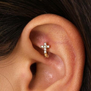18G Cross Cartilage Hoop Earrings • cross tragus earrings • tiny hoop earrings • cartilage hoop earrings • helix hoop • small hoop