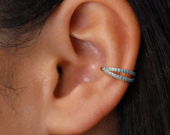 NEW • Turquoise Paved Conch Clicker Hoops, Helix Ring, Hoop