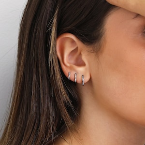 Paved Gunmetal Black Everyday Huggie Hoop Earrings • rounded hoop earrings • cartilage hoop • gold conch hoop • helix hoop • tagus hoop