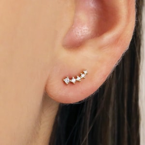 Tiny Climber Studs • paved CZ dainty earrings • gold studs • small stud earrings • minimalist earrings • silver stud earrings