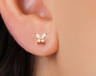 Dainty Butterfly Earrings • diamond butterfly stud earrings • dainty earrings • minimalist earrings • tiny stud earrings • elevado jewelry