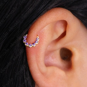 Amethyst Helix Clicker Hoops • 16G/18G/20G • Amethyst Nose Ring • Conch Hoop • Clicker Hoops • Septum Ring • Cartilage Hoops • Daith Hoops