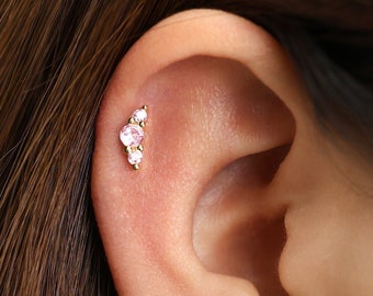 18G/16G Pink Climber Flat Back Labret Stud • Cartilage Earring • Tragus Stud • Helix Piercing • Nose Piercing • Elevado Jewelry