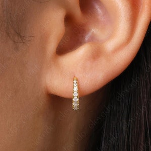 18G Paved Tapered Clicker Hoops, Conch Hoop, Hoop Earring, Tapered Diamond Hoop, Diamond Conch Earrings