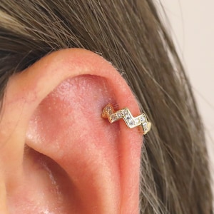 18G Wavy Cartilage Hoop Earrings • celestial tragus earrings • tiny hoop earrings • cartilage hoop earrings • helix hoop • small hoop