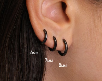 Gunmetal Black Everyday Huggie Hoop Earrings • huggie earrings • simple hoop earrings • 925 sterling silver