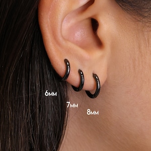 Black metal hoop earrings hot sale