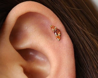 18G/16G Garnet Climber Flat Back Labret Stud • Cartilage Earring • Tragus Stud • Helix Piercing • Nose Piercing • Elevado Jewelry