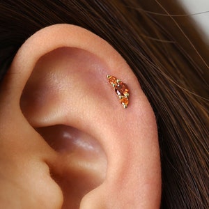 18G/16G Garnet Climber Flat Back Labret Stud • Cartilage Earring • Tragus Stud • Helix Piercing • Nose Piercing • Elevado Jewelry