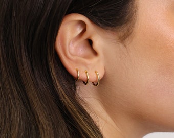 Everyday Solid Huggie Hoop Earrings • rounded hoop earrings • cartilage hoop • gold conch hoop • helix hoop • huggie tragus hoop