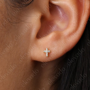 Tiny Cross CZ Stud Earrings • dainty earrings • cross earrings • tiny stud earrings • small stud earrings • minimalist earrings