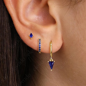 Sapphire Everyday Earring Gift Set • Sapphire hoop earrings • Sapphire studs • gift ready • gift for her • minimalist jewelry • gift set