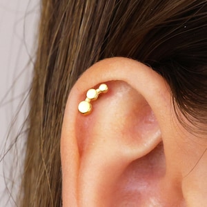 18G Climber Cartilage Gold Stud Earrings • climber conch earrings • flat back labret • elevado jewelry