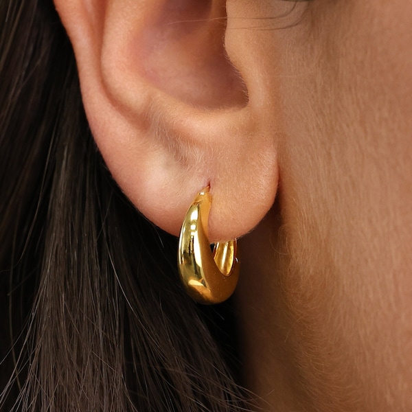 Gold Tapered Statement Hoop Earrings • chunky hoops • dainty hoop earrings • silver hoop earrings • huggie hoop earrings • tiny hoops