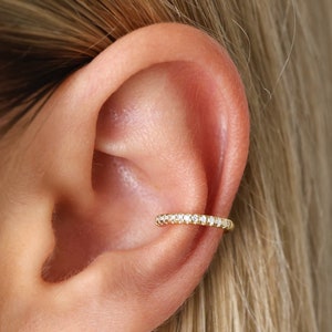 Aro de caracol pavimentado Perforación de caracola falsa Ear Cuff Arete sin necesidad de perforación Ear Cuff de oro/plata Joyería Elevado imagen 1