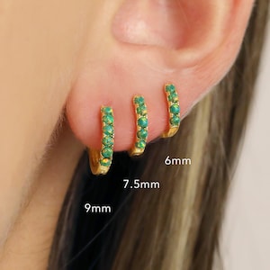 Garden Green Opal Huggie Hoop Earrings • elevado jewelry • minimalist earrings • dainty earrings • gold huggie hoop earrings • silver hoop