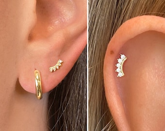 Dainty Climber Stud Earrings • CZ dainty earrings • gold studs • small stud earrings • minimalist earrings • silver climber stud earrings
