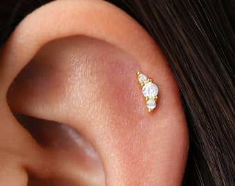 18G/16G Climber Cartilage Gold Stud Earrings • conch earrings • tiny stud earrings •  cartilage • helix stud • tragus studs • flat back