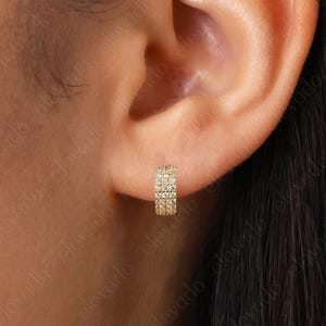 Triple Paved Hoop Earrings • paved hoop earrings • gold hoop earrings • huggie hoop earrings • huggie hoops • minimalist earrings