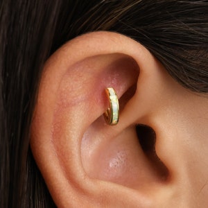 Tiny Opal Inlay Rook Hoop Earring • helix hoop • rook earring • helix opal hoop • cartilage earring • cartilage hoops