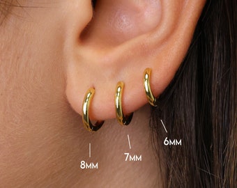 Thick Solid Huggie Hoop Earrings • rounded hoop earrings • cartilage hoop • gold conch hoop • helix hoop • huggie earrings • tragus hoop