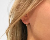 Front Back Earrings ear jacket dainty ear jacket gold earrings ear jacket earrings - minimal earring cz ear jacket ear jacket