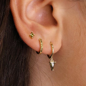 NEW• Trilliant Cut Peridot Huggie Hoop Earring Set by Elevado • Huggie Hoop Earrings • Dainty Hoop Earrings • Jewelry Set • Holiday Gift