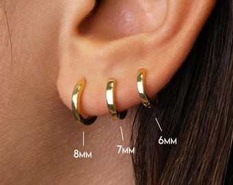 Square Edged Huggie Hoop Earrings • hoop earring • gold hoop earring • huggie hoop earrings • huggie hoop • tiny hoops • minimalist earrings