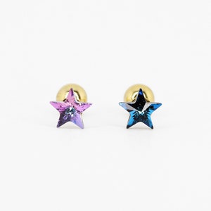Puces d'oreilles en or cartilage étoile remarquable 20 g • boucles d'oreilles conques • petite boucle d'oreille • clou de cartilage hélicoïdal • clou de tragus • fond vissé