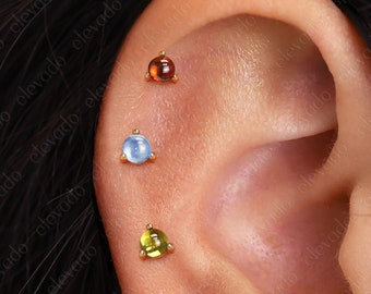 Geboortesteen bol labret-oorbel: 20G/18G/16G kraakbeenoorbel zonder schroefdraad