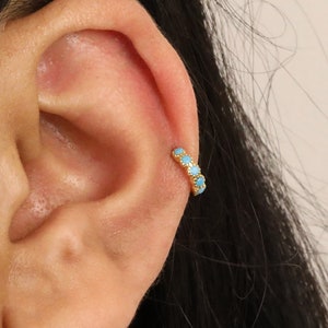18G Turquoise Bezel Cartilage Hoop Earrings • tragus earrings • tiny hoop earrings • cartilage hoop earrings • helix hoop • small hoop