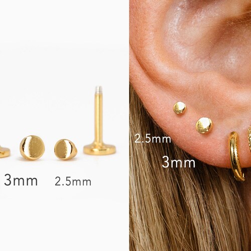 20G/18G/16G Tiny Cartilage Gold Stud Earrings Dainty Tragus Etsy