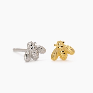 Tiny Bee Studs Earrings • Gold Earrings • tiny stud earrings • minimalist earrings • Valentine&#39;s Day gift • Dainty stud earrings