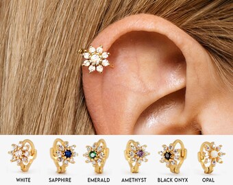 1 Pair Cute White Daisy Nipple Ring Helix Earring Gold Imitation