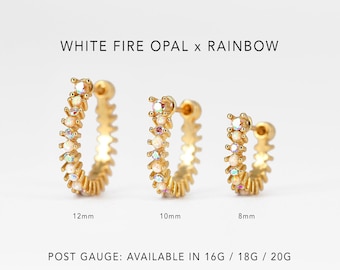 16G/18G/20G Small Hoop Earrings • fire opal x rainbow hoop earrings • gold hoop earrings • huggie hoop earrings • huggie hoops • tiny hoops