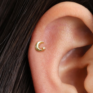Minuscule lune, cartilage labret 18G/16G • boucle d'oreille dos plat • boucles d'oreilles lune • clou tragus • boucle d'oreille dos plat • hélice • boucle d'oreille conque