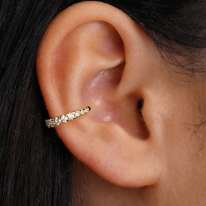 18G Paved Tapered Conch Clicker Hoops, Conch Hoop, Hoop Earring, Tapered Diamond Hoop, Diamond Conch Earrings