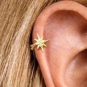 18G Star Cartilage Hoop Earrings • celestial tragus earrings • tiny hoop earrings • cartilage hoop earrings • helix hoop • small hoops