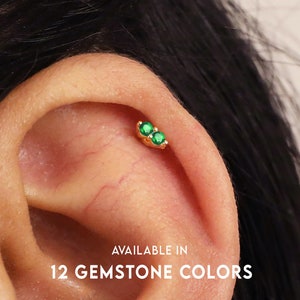 18G Brilliant Double Cartilage Flat Back Labret • conch earrings • tiny studs •  cartilage stud • helix stud • tragus studs • labret stud