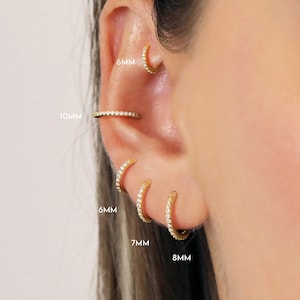 16G/18G/20G Paved Clicker Hoops CZ Hinged Clicker Hoops Seamless Hinged Hoop Huggie Hoop Earrings Tiny Hoop Earrings Tragus Hoop image 1