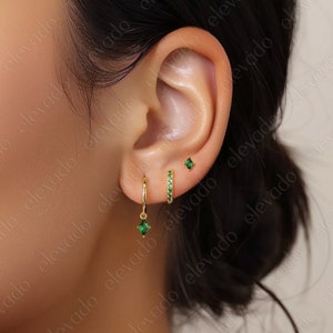 Emerald Hoop Earring Set by Elevado • Emerald Hoop Earrings • Hoop Earrings • Emerald Jewelry • Birthstone Earrings • Wife Gift