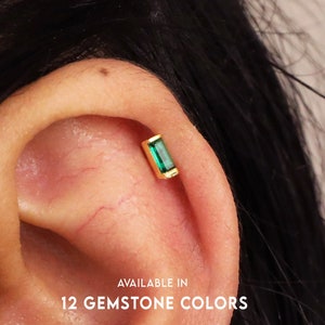 18G/16G 18G Baguette Cut Knorpel Labret • Muschel Ohrringe • Kleine Ohrstecker • Knorpel Ohrstecker • Helix Ohrstecker • Tragus Ohrstecker • Labret Ohrstecker