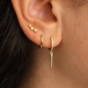 Paved Spike Charm Hoop Earrings Gift Set • Huggie Hoop Earrings • earring set • gift ready • gift for her • gift for mom • gift set