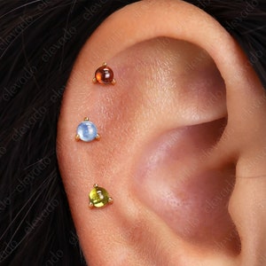 20G/18G/16G Polished Sphere Sapphire Birthstone Threadless Push Pin Labret Stud • Threadless Flat Back Earrings • Cartilage Earring