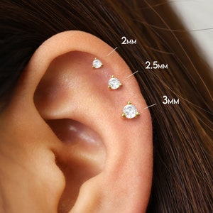 18G/16G kleine diamanten tragussteel • Binnendraad • Conch-oorbel • Kraakbeenstekker • Forward Helix • Piercingsieraden